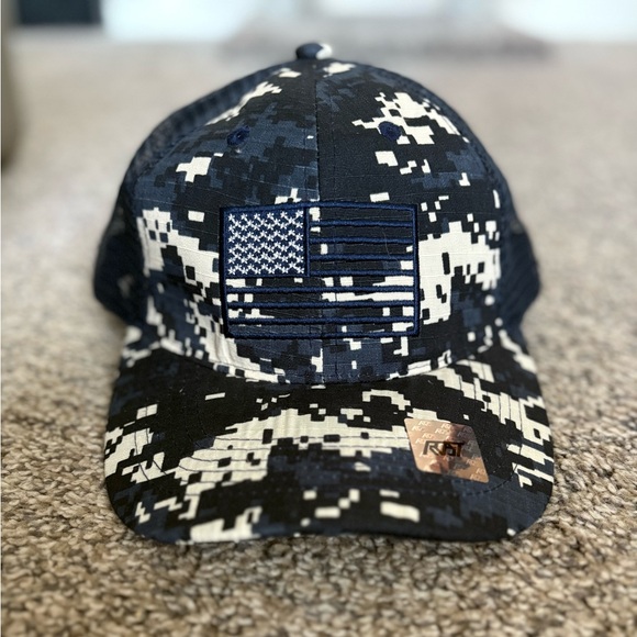 Blue Camo Flag Baseball Cap - Picture 1 of 5